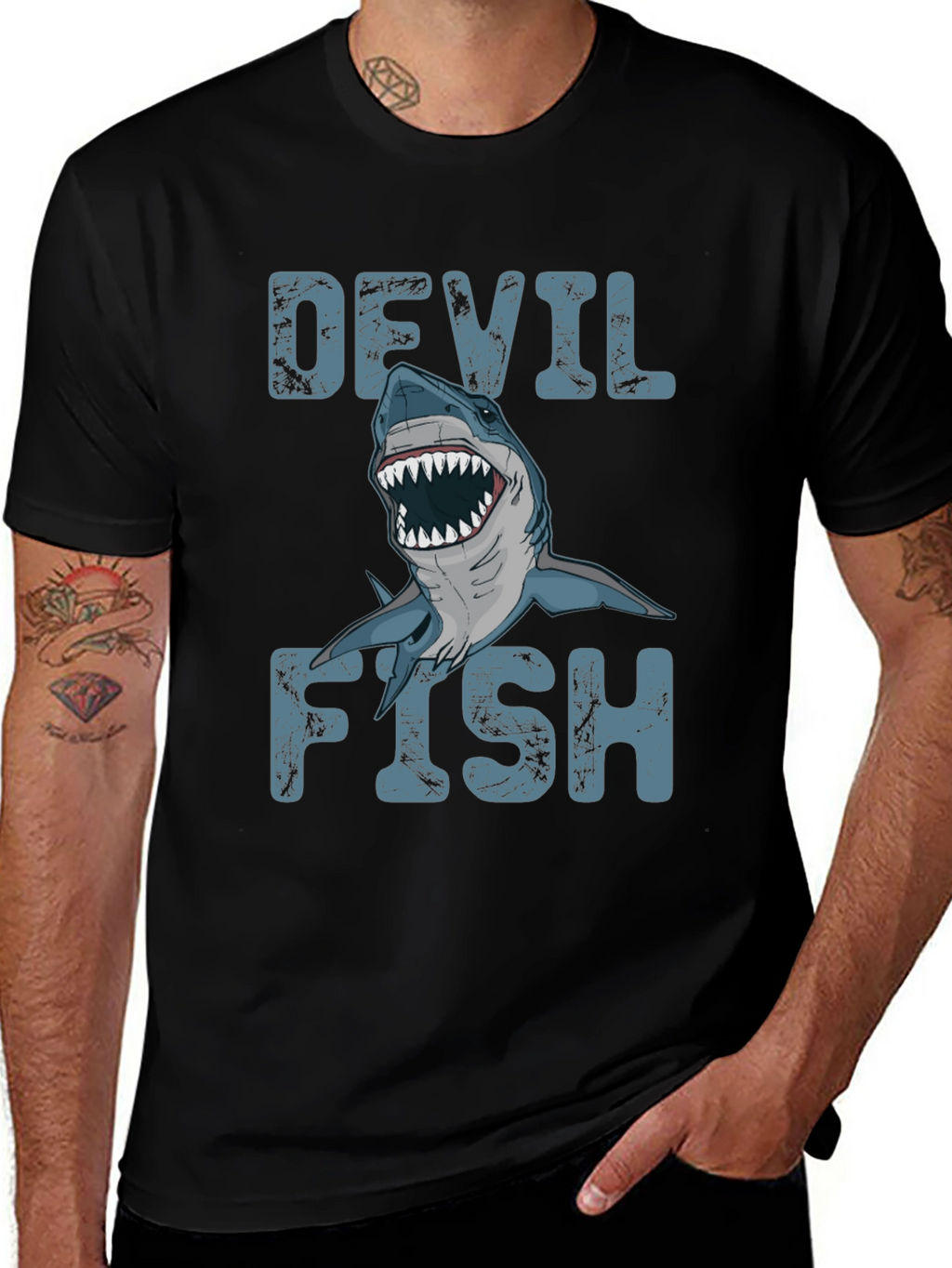 Devil Fish Graphic T-Shirt - Mens Black Tee