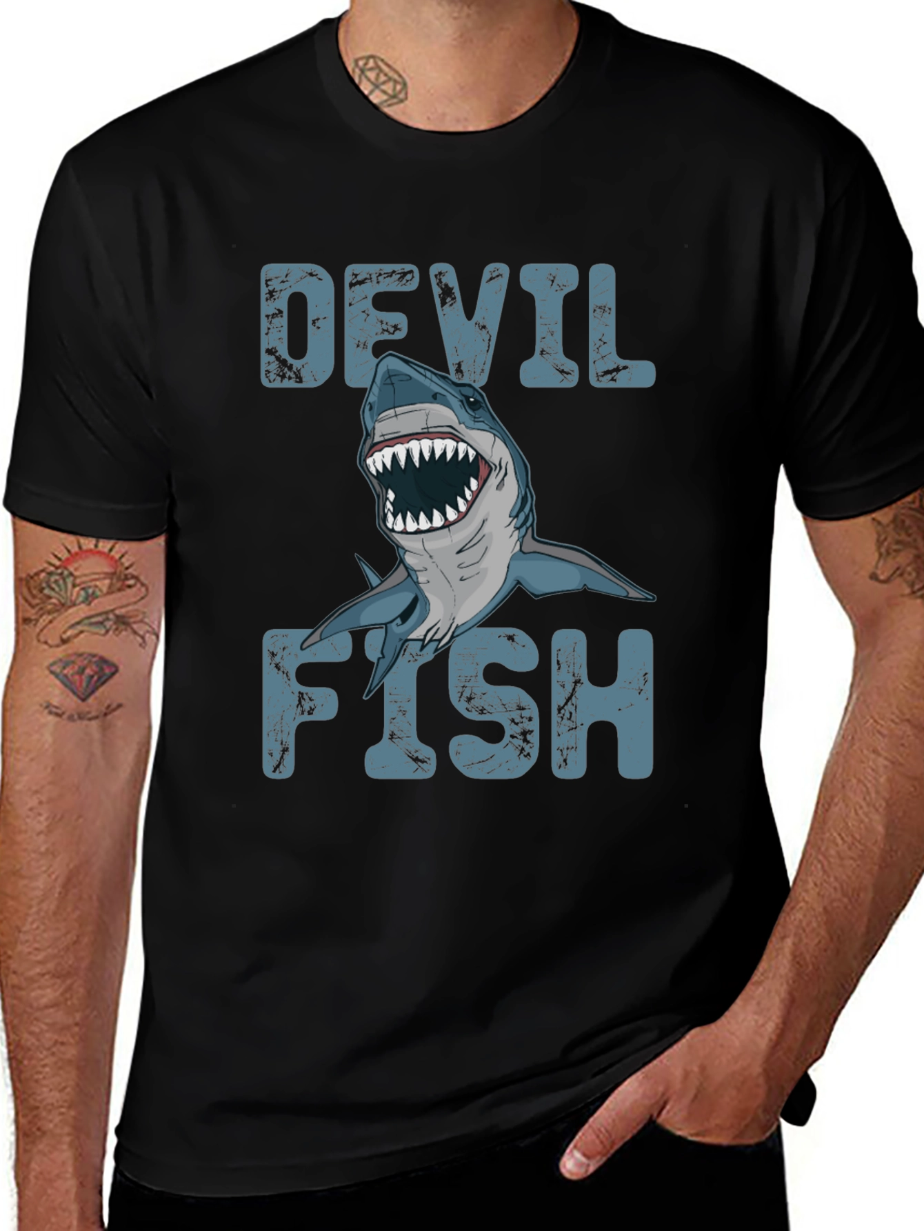 Devil Fish Graphic T-Shirt - Mens Black Tee