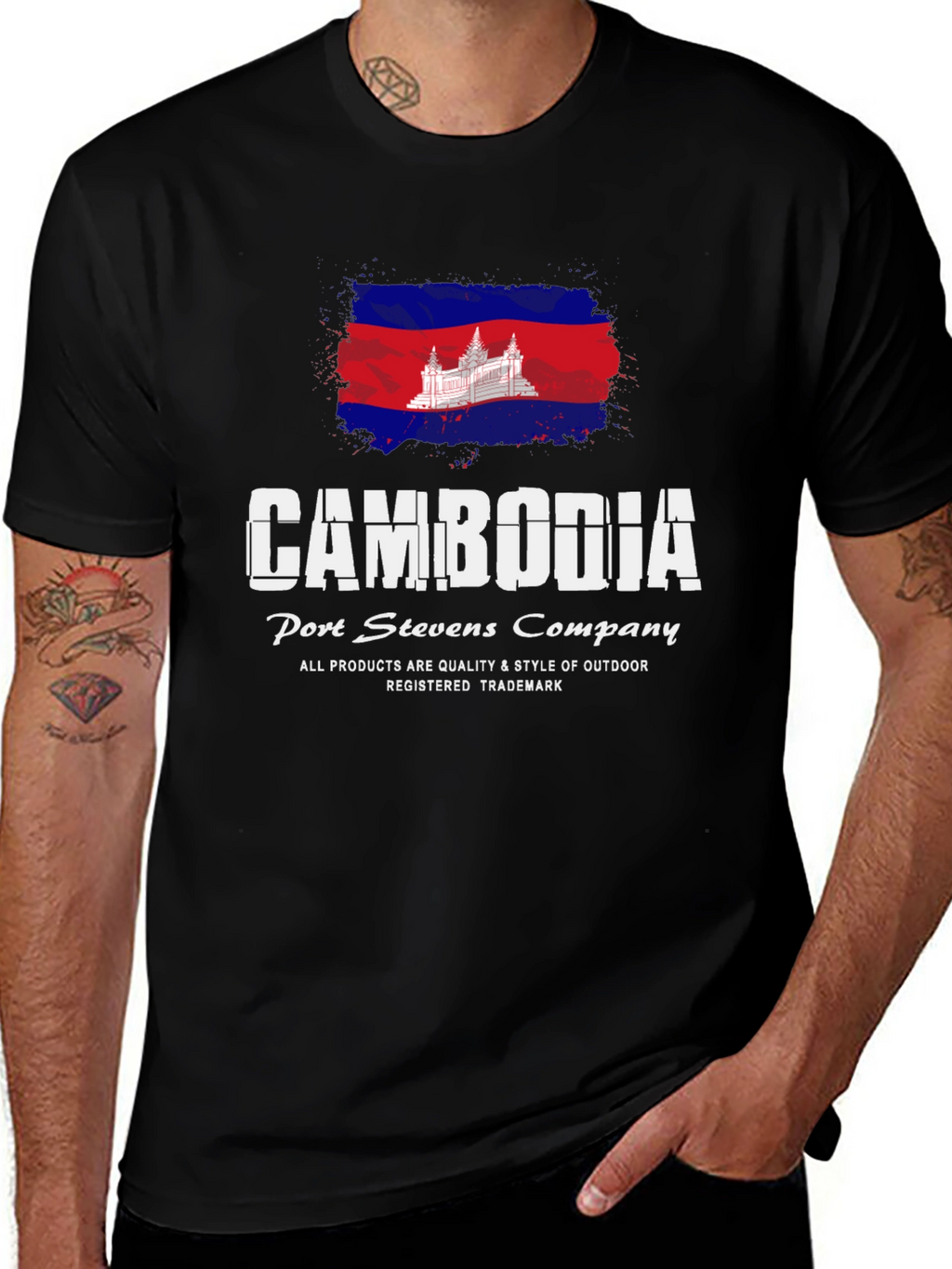 Cambodia Flag Graphic Tee - Port Stevens Company