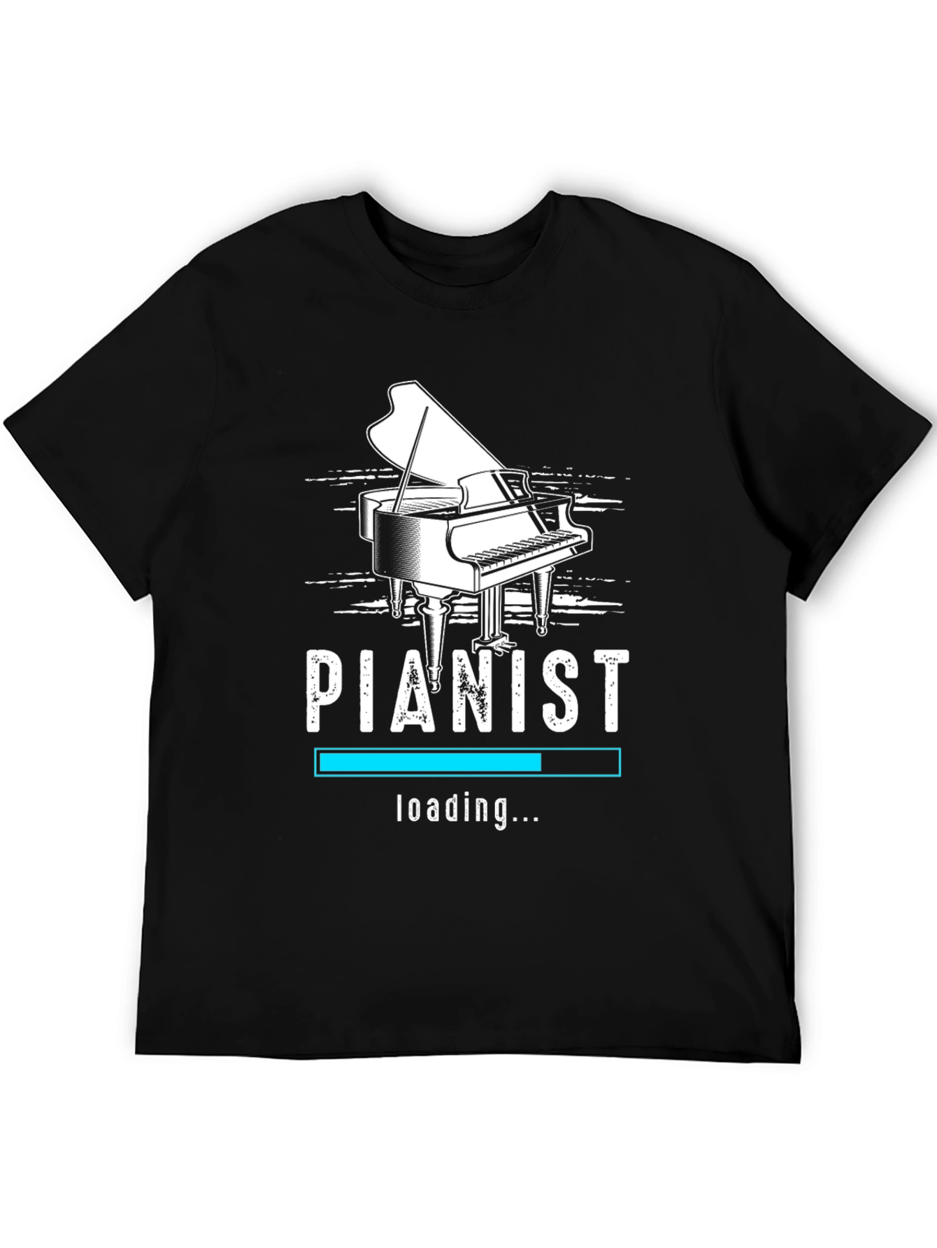 Pianist Loading Black Graphic T-Shirt