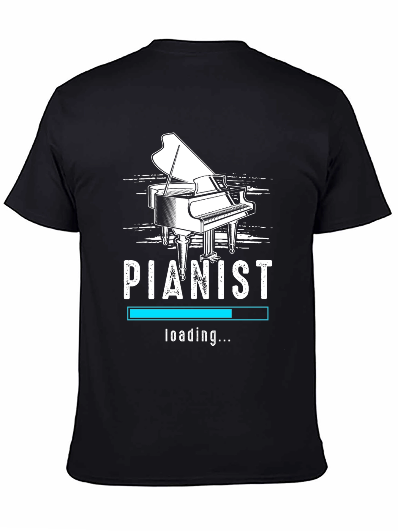Pianist Loading Black Graphic T-Shirt