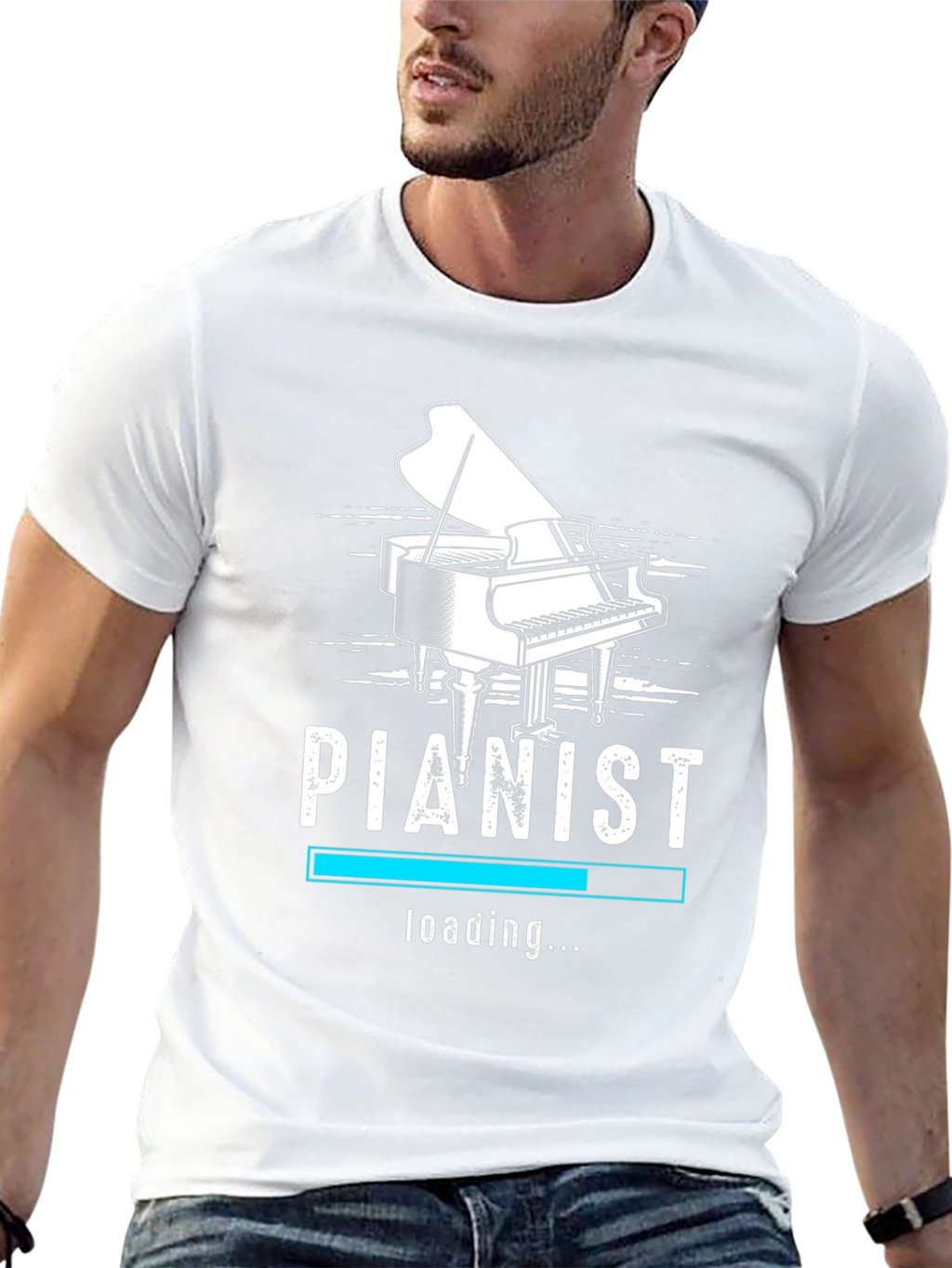 Pianist Loading Black Graphic T-Shirt