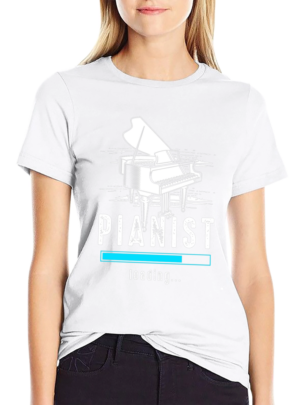 Pianist Loading Black Graphic T-Shirt