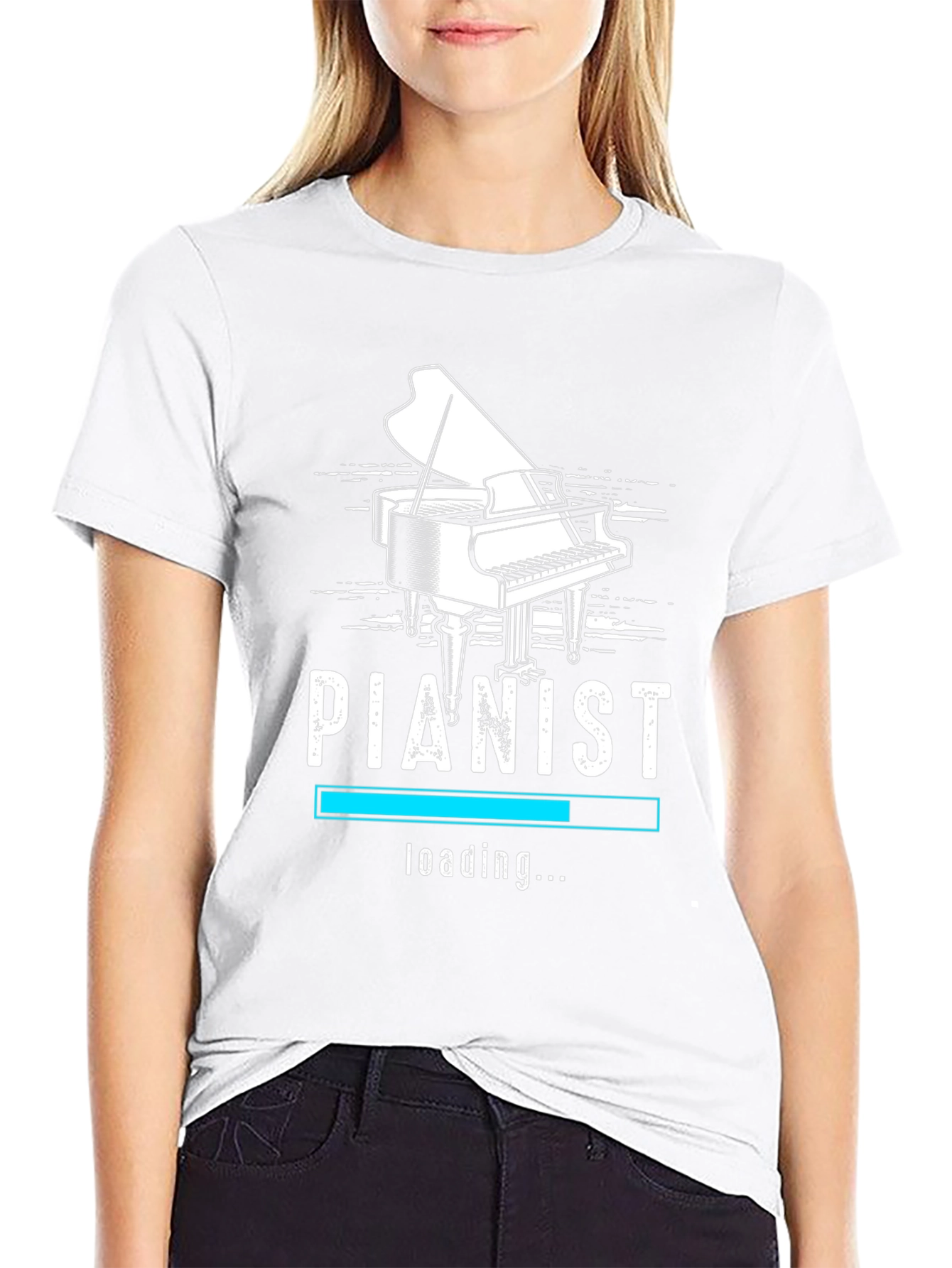 Pianist Loading Black Graphic T-Shirt