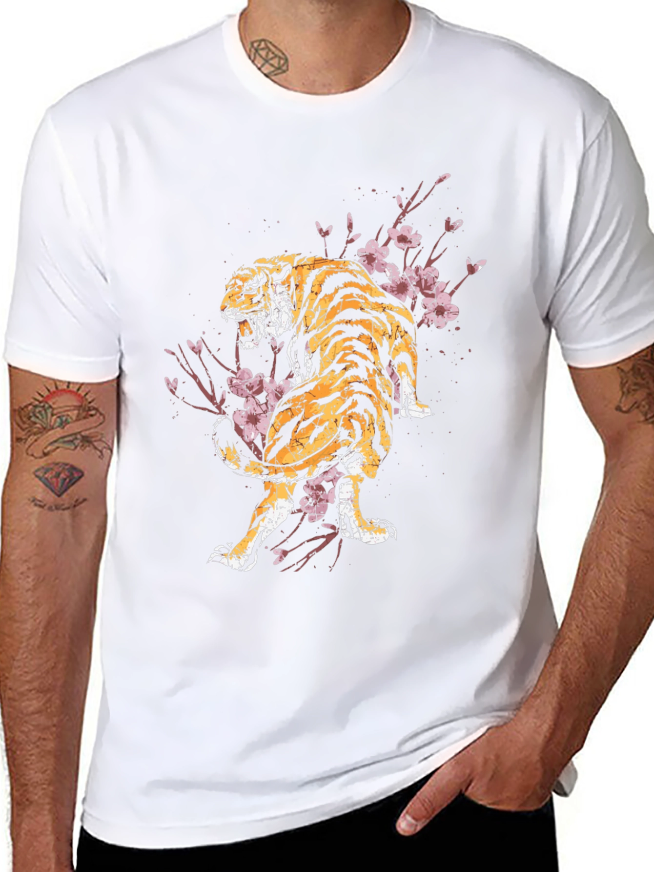 Tiger & Cherry Blossom Graphic T-Shirt