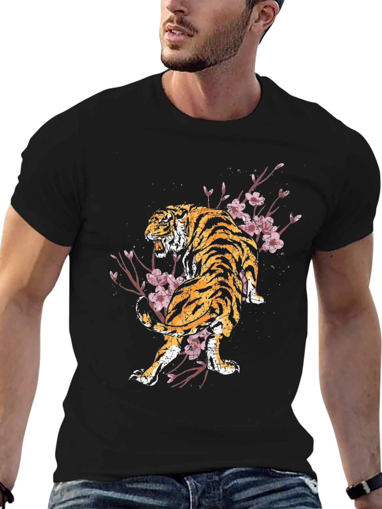 Tiger & Cherry Blossom Graphic T-Shirt