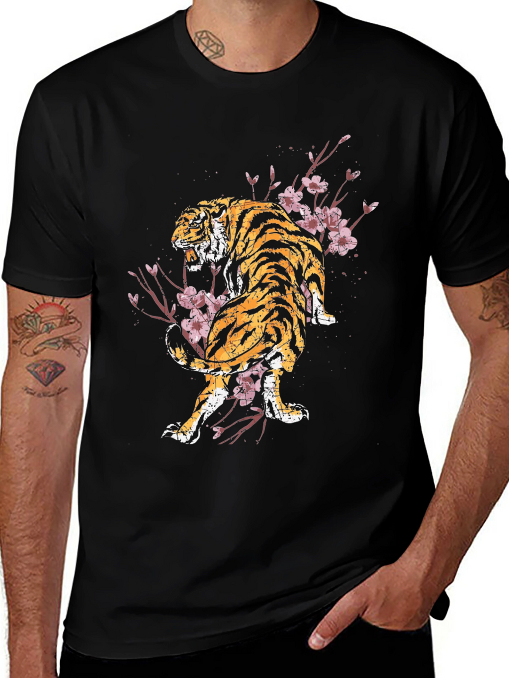 Tiger & Cherry Blossom Graphic T-Shirt