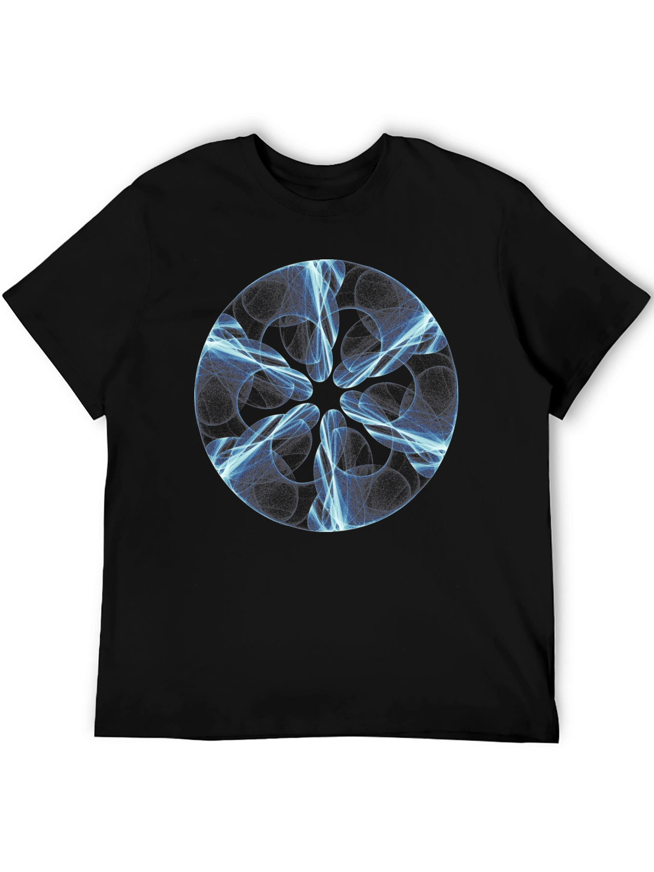 Abstract Blue Light Design Black T-Shirt