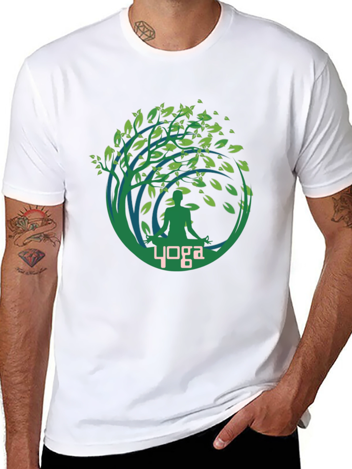 Yoga Tree T-Shirt Black Cotton