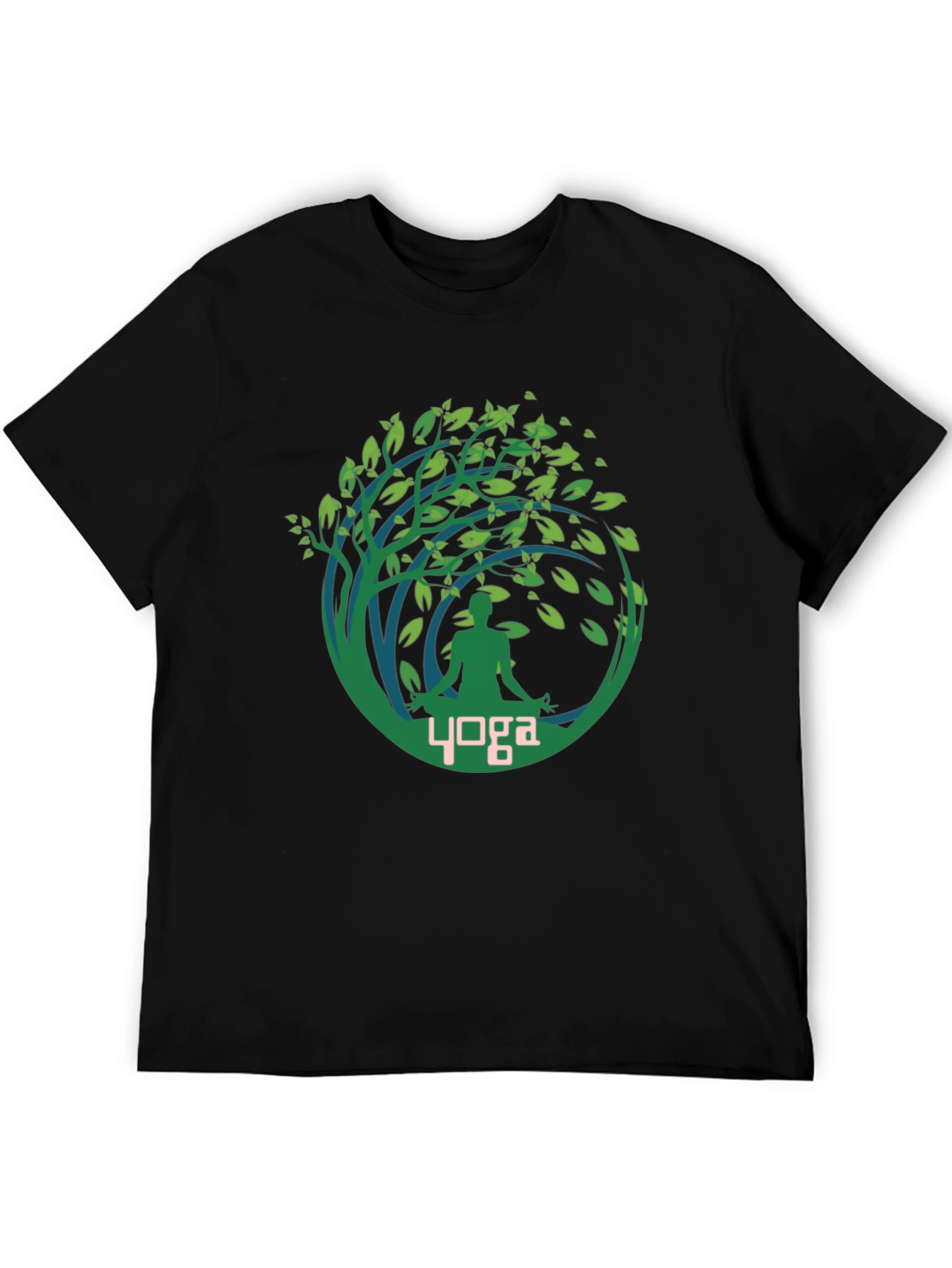 Yoga Tree T-Shirt Black Cotton