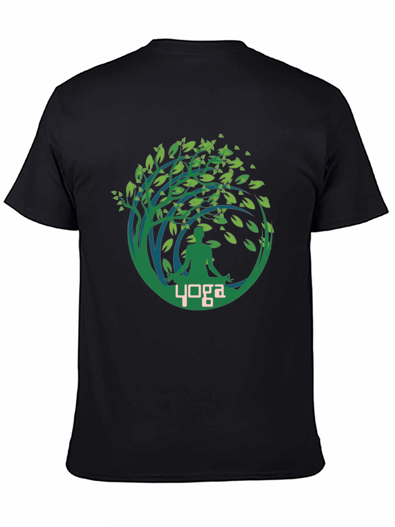 Yoga Tree T-Shirt Black Cotton