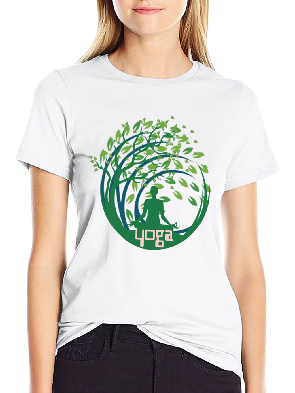 Yoga Tree T-Shirt Black Cotton