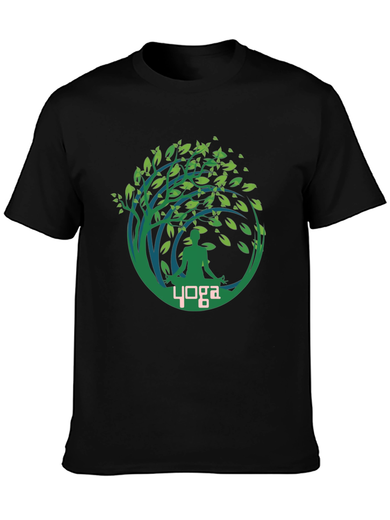 Yoga Tree T-Shirt Black Cotton