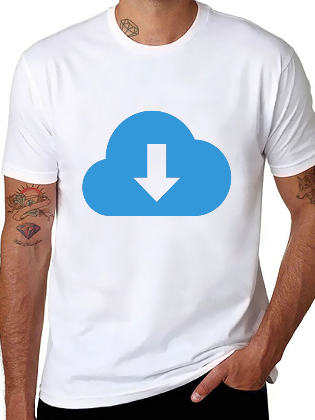 Cloud Download Graphic Tee - Stylish Black T-Shirt