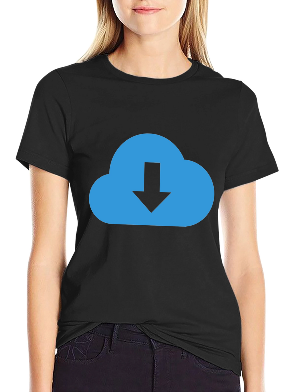 Cloud Download Graphic Tee - Stylish Black T-Shirt