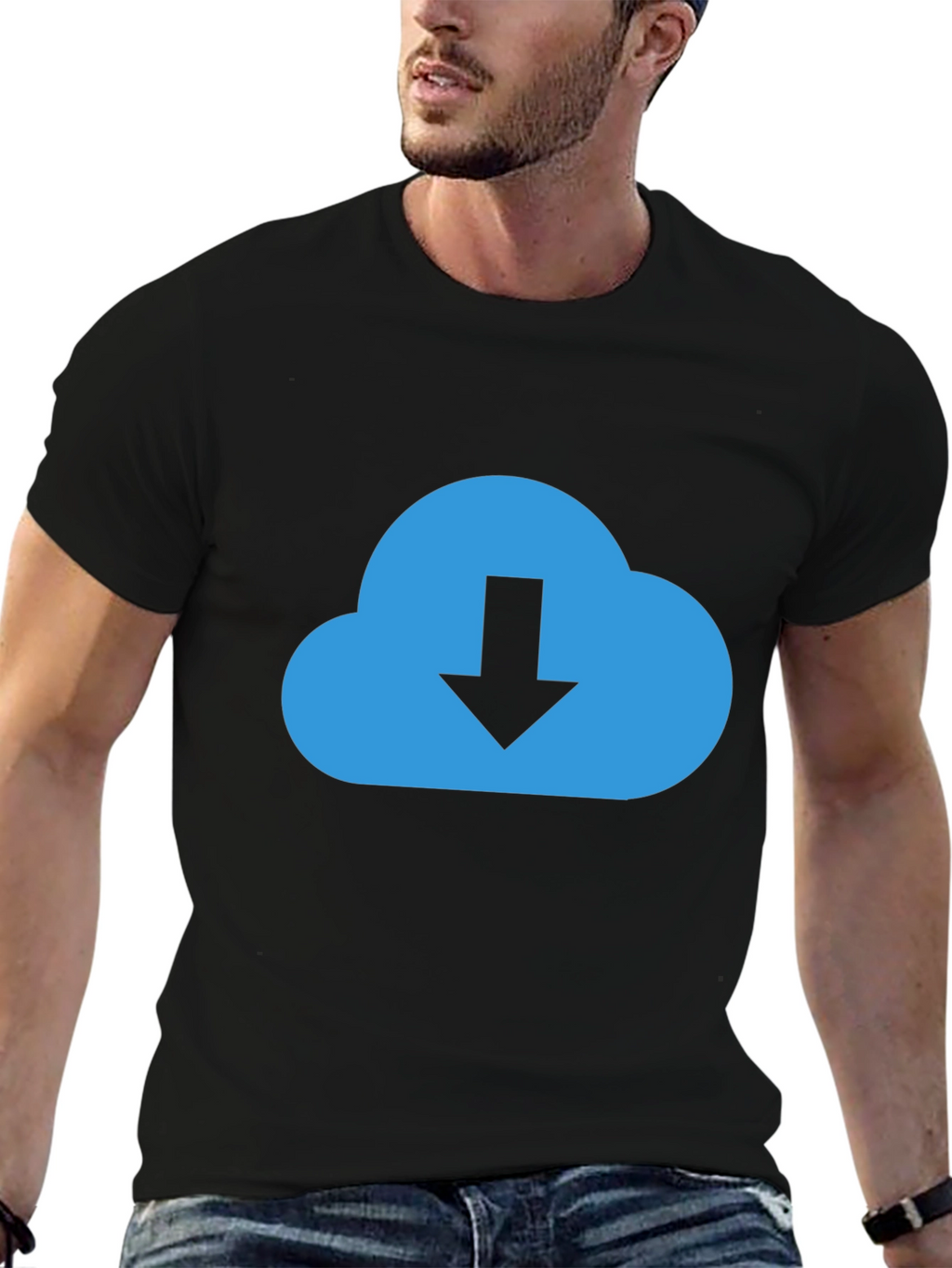 Cloud Download Graphic Tee - Stylish Black T-Shirt