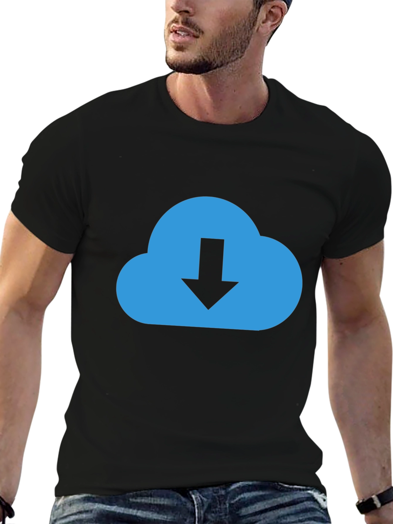 Cloud Download Graphic Tee - Stylish Black T-Shirt