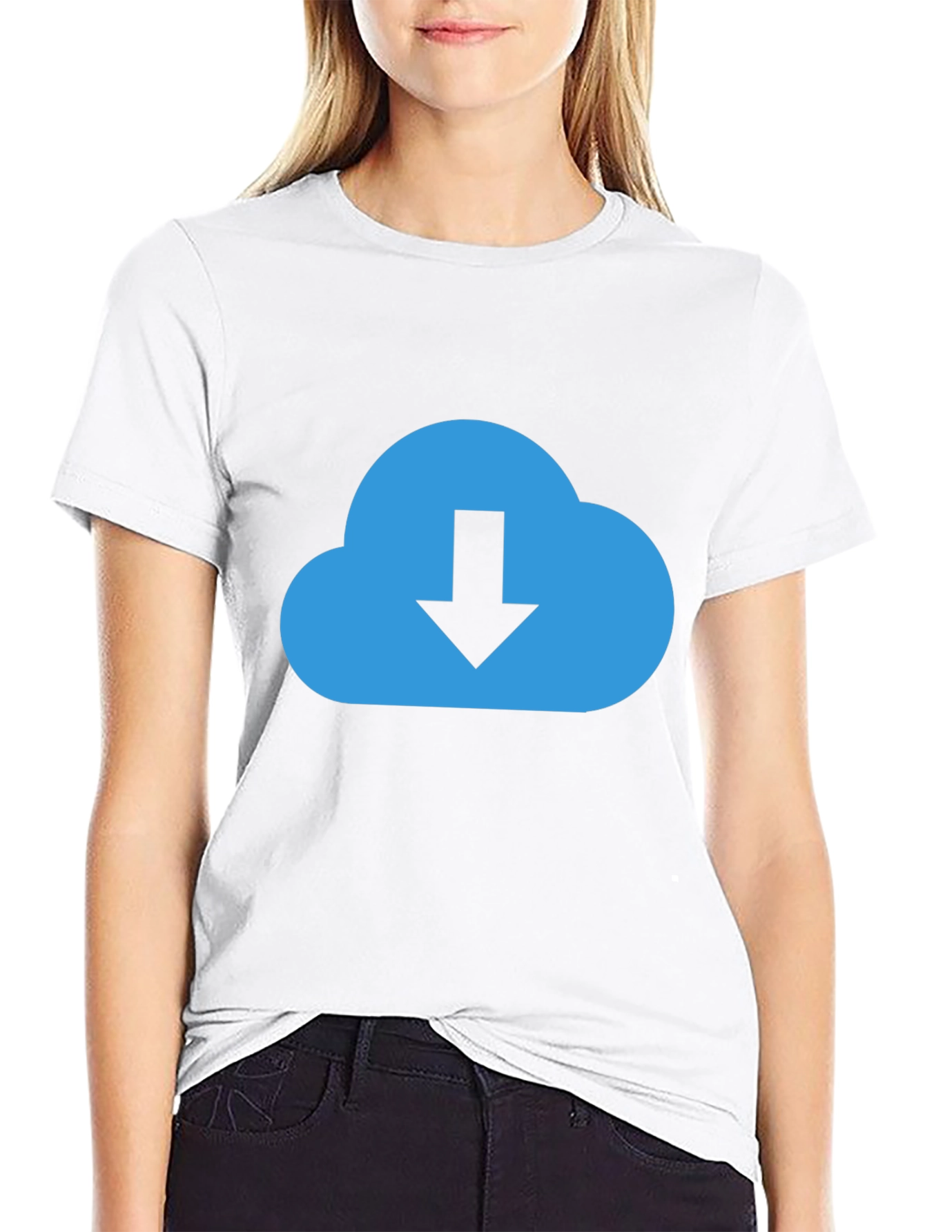 Cloud Download Graphic Tee - Stylish Black T-Shirt