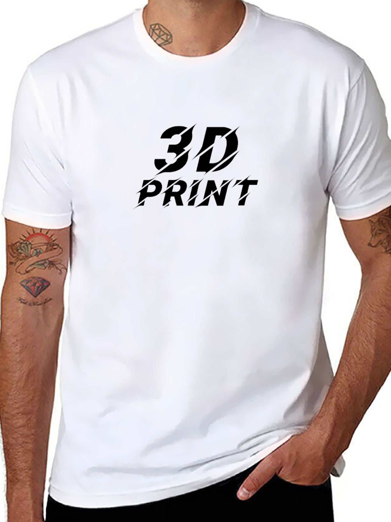 Mens 3D Print Black T-Shirt - Stylish Casual Tee