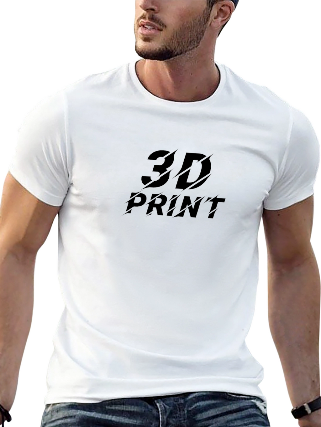 Mens 3D Print Black T-Shirt - Stylish Casual Tee
