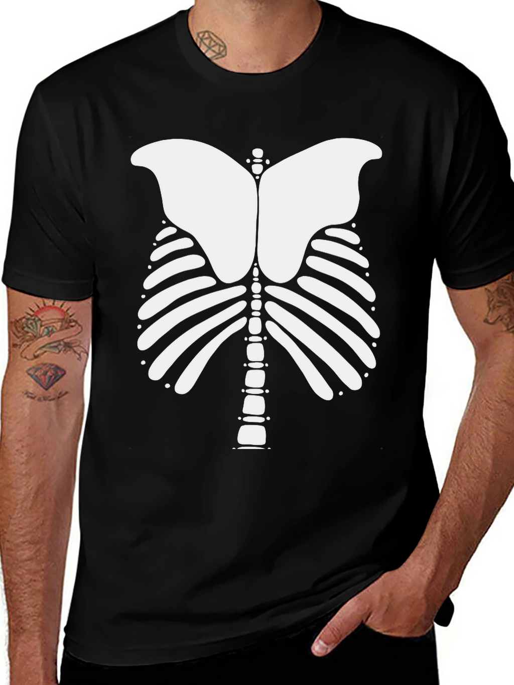 Skeleton Rib Cage Graphic Tee - Halloween Costume Shirt