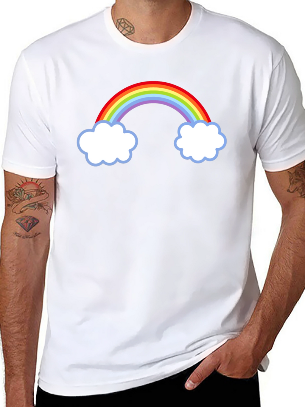 Rainbow Cloud Graphic Tee - Stylish Casual Wear