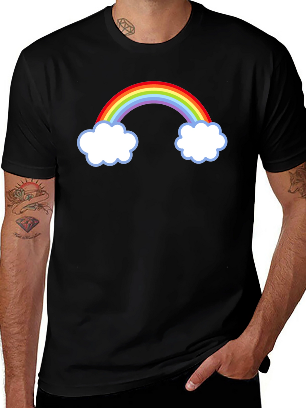 Rainbow Cloud Graphic Tee - Stylish Casual Wear