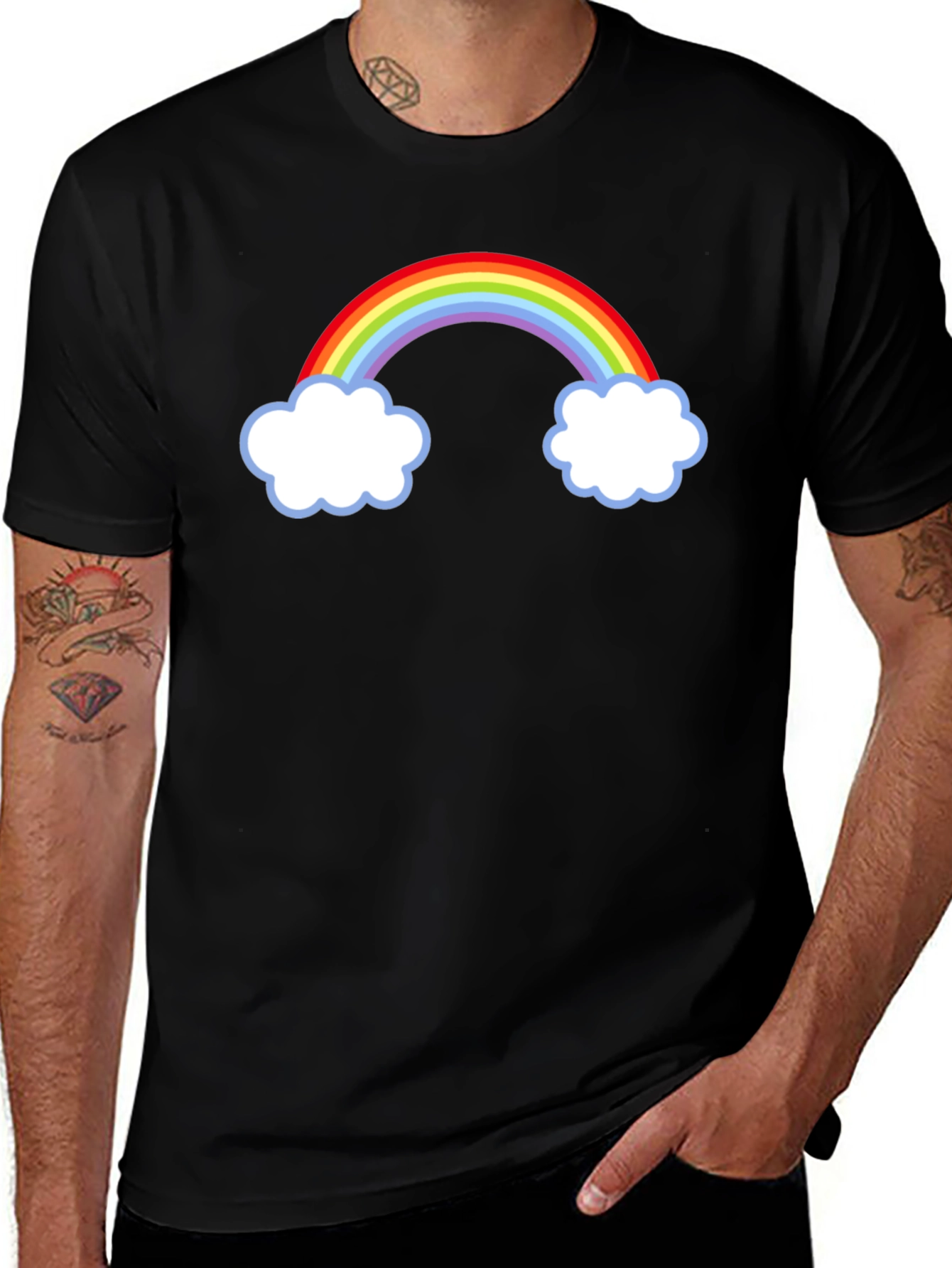 Rainbow Cloud Graphic Tee - Stylish Casual Wear