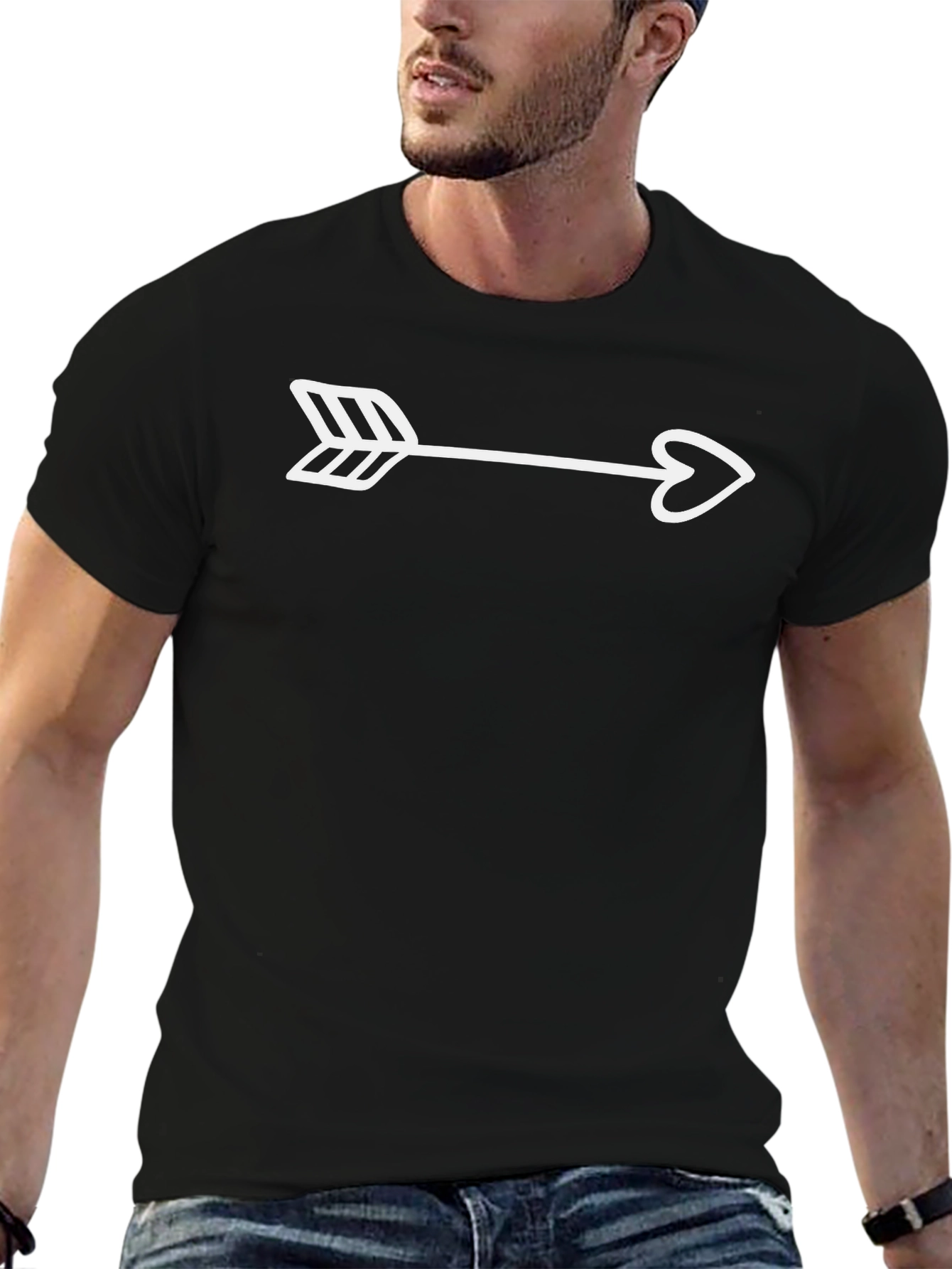 Arrow Heart Graphic Tee - Casual Black T-Shirt