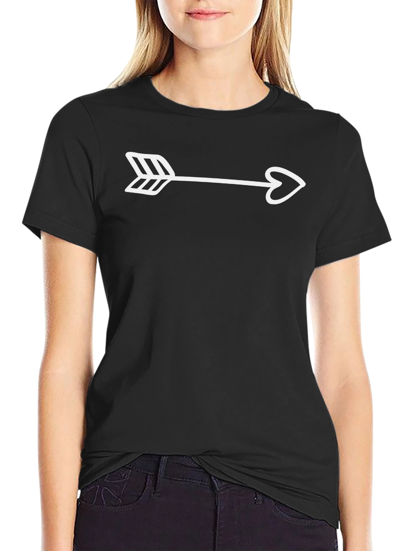 Arrow Heart Graphic Tee - Casual Black T-Shirt