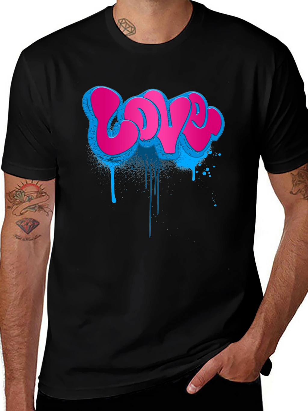 Graffiti Love T-Shirt - Urban Style Black Tee