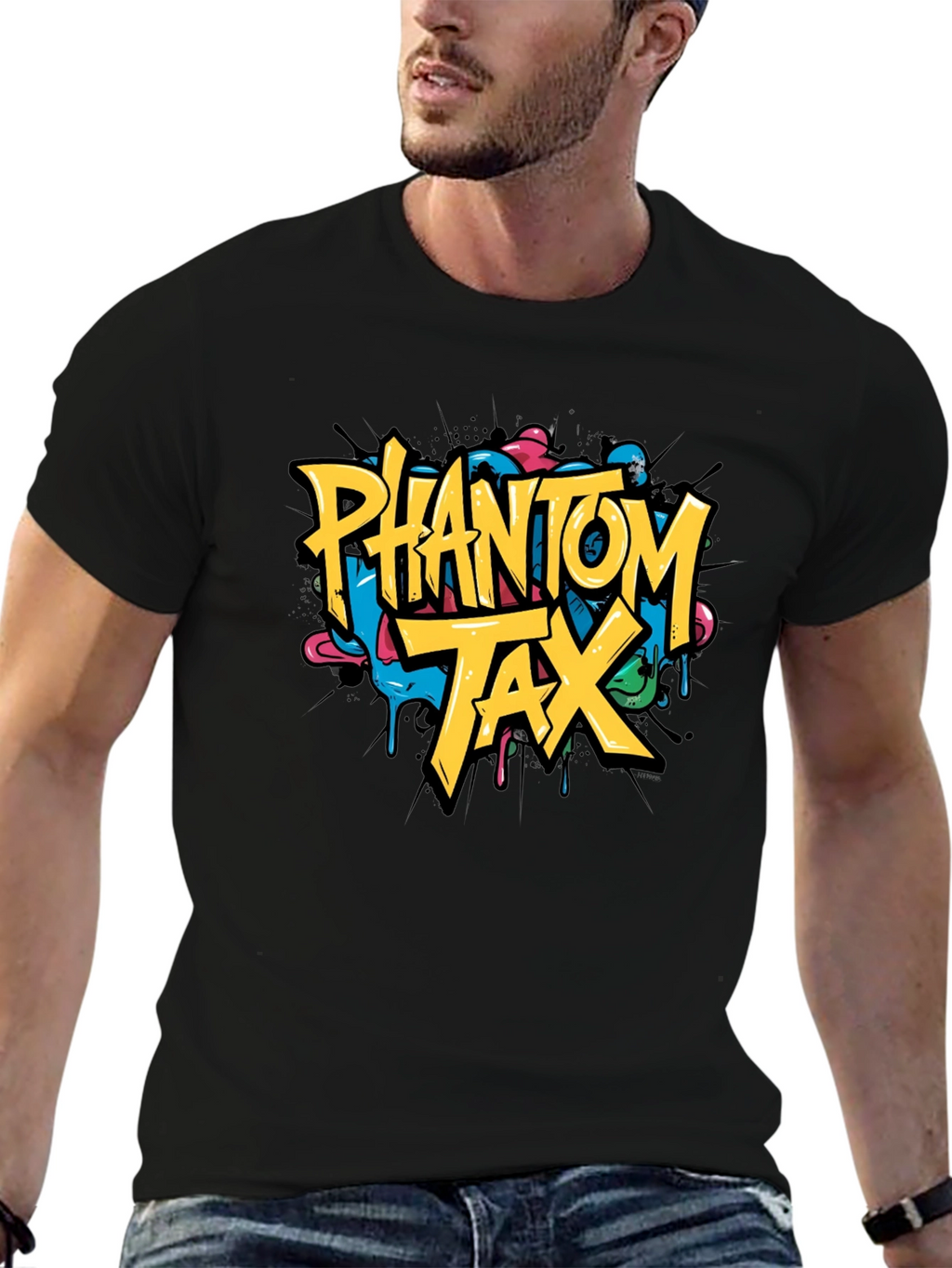 Phantom Tax Graphic T-Shirt - Trendy Black Tee