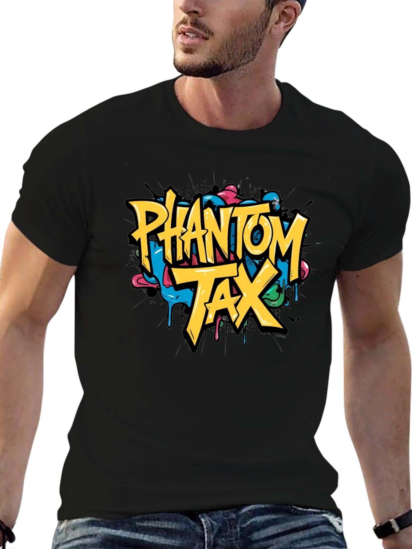Phantom Tax Graphic T-Shirt - Trendy Black Tee