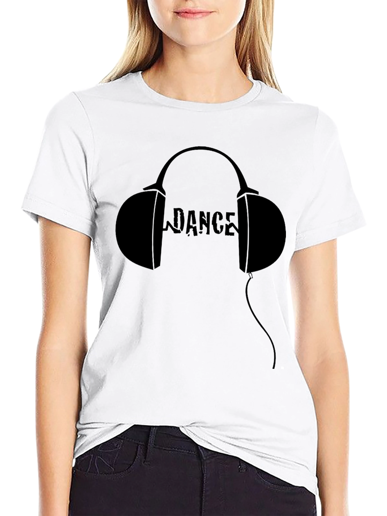 Dance Headphones Graphic Tee - Black Cotton T-Shirt