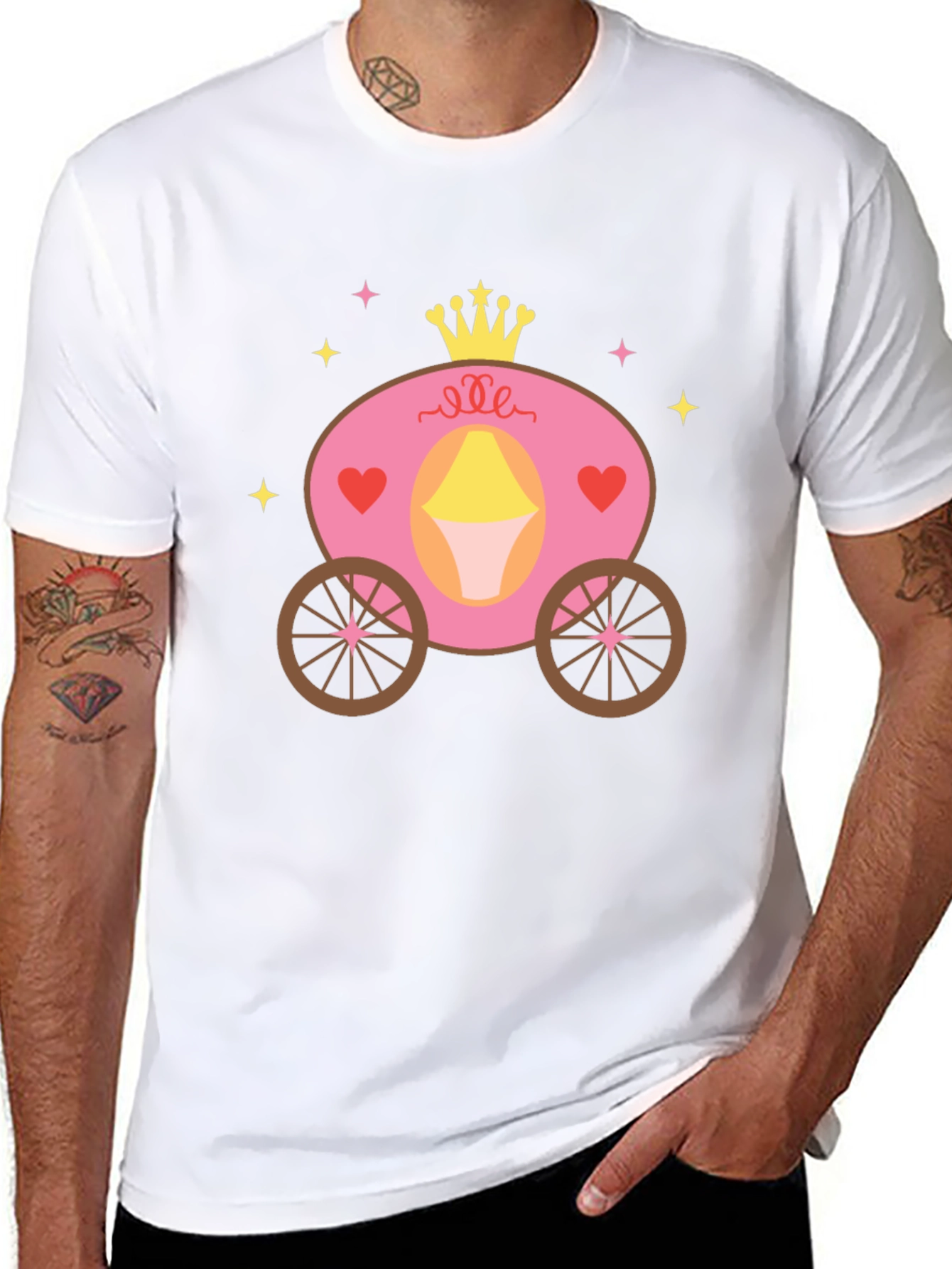 Princess Carriage Graphic Tee - Black Cotton Blend