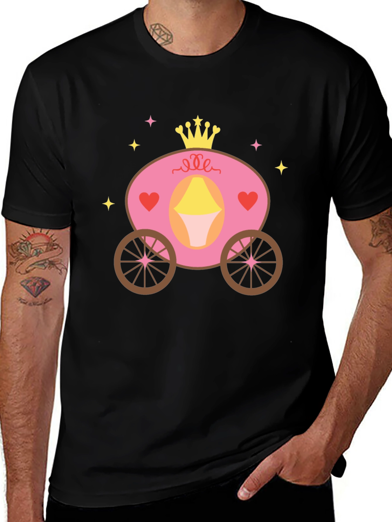 Princess Carriage Graphic Tee - Black Cotton Blend