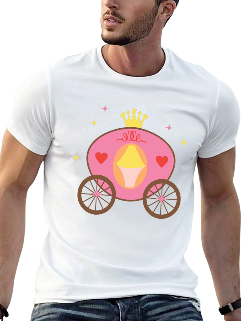 Princess Carriage Graphic Tee - Black Cotton Blend