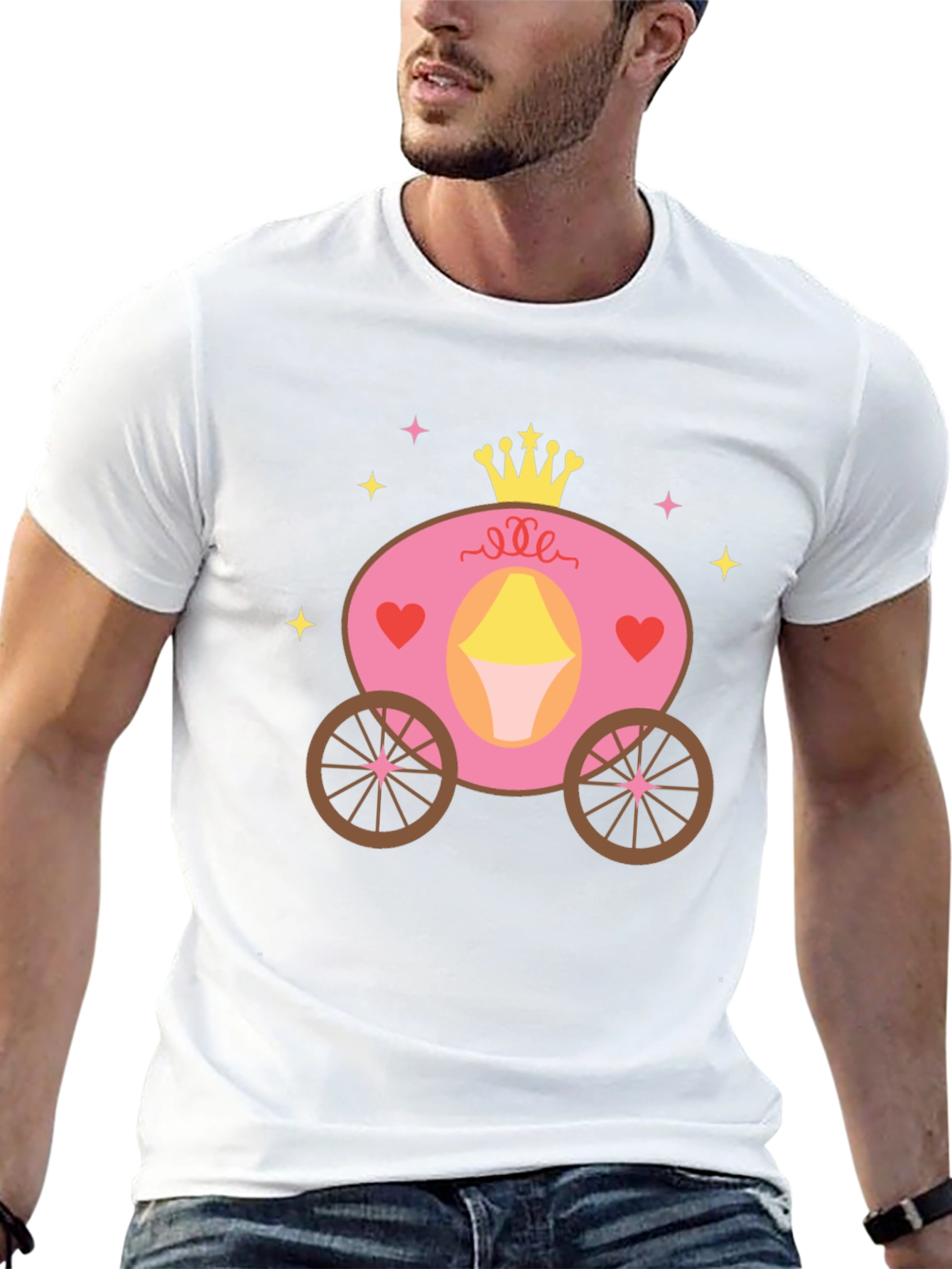 Princess Carriage Graphic Tee - Black Cotton Blend