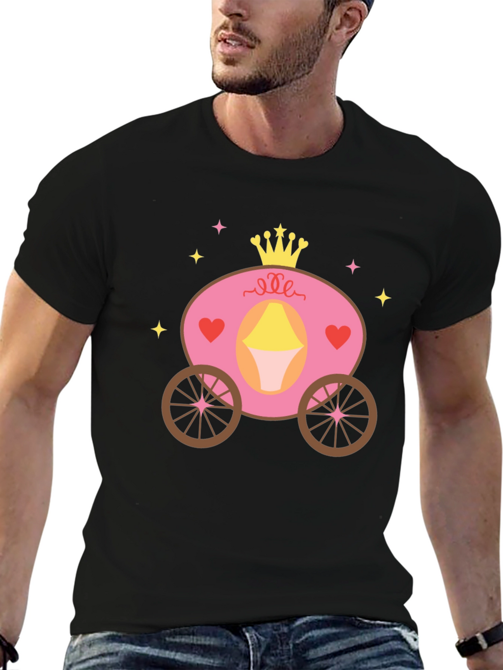 Princess Carriage Graphic Tee - Black Cotton Blend