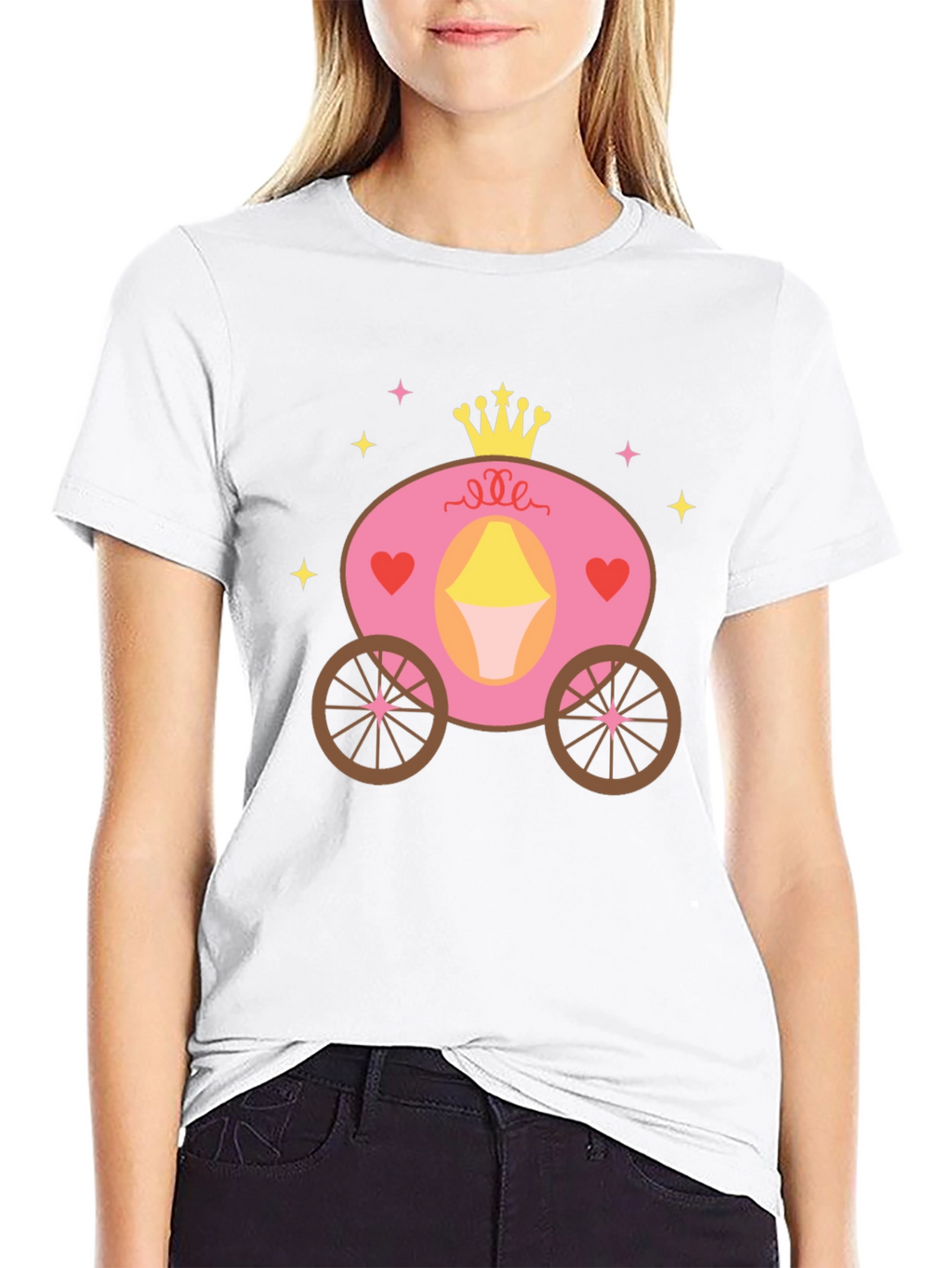 Princess Carriage Graphic Tee - Black Cotton Blend