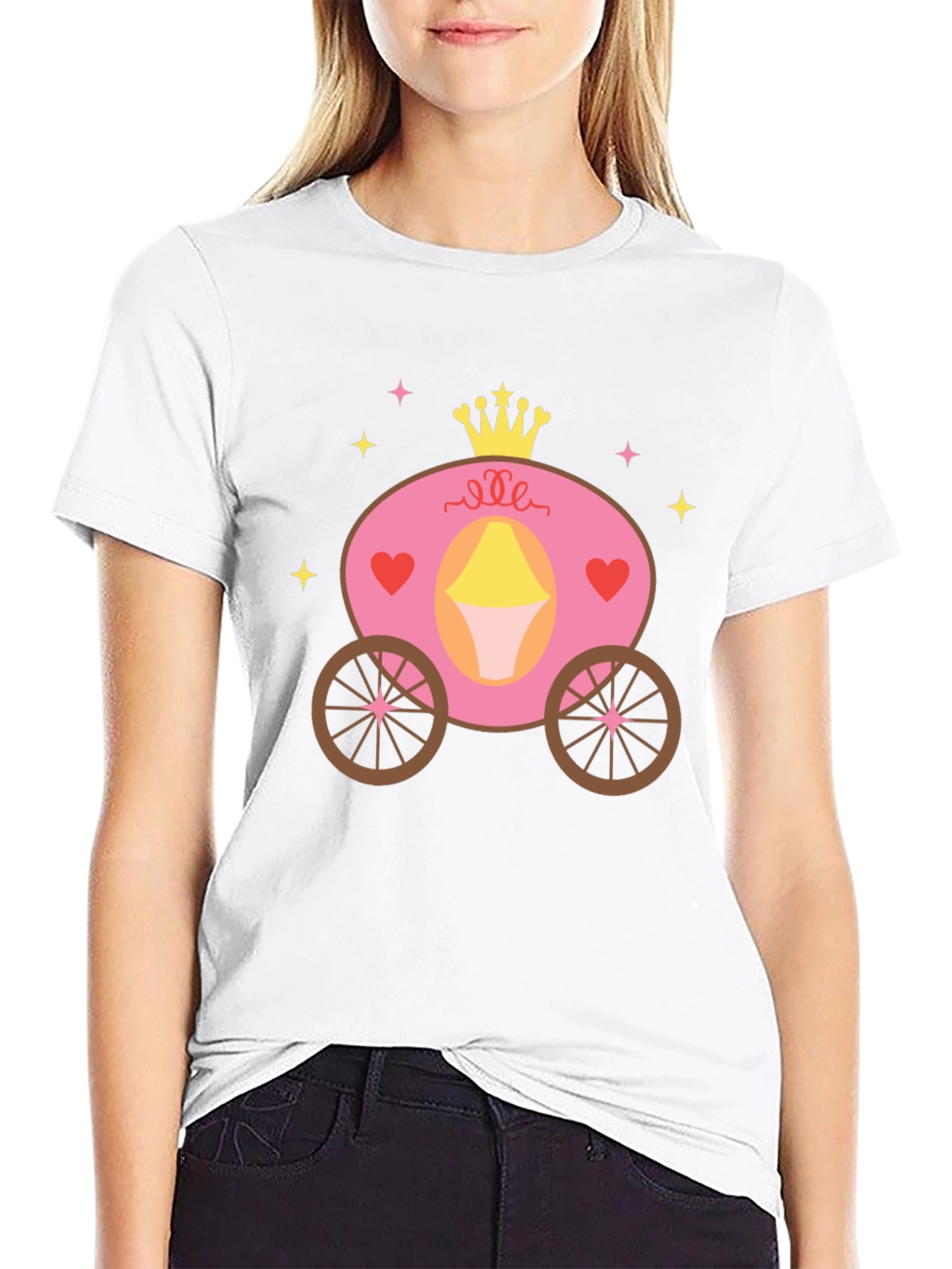 Princess Carriage Graphic Tee - Black Cotton Blend