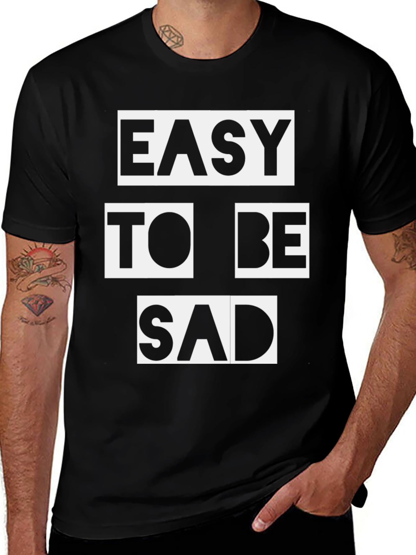 Easy To Be Sad Graphic Tee - Black Cotton Casual T-Shirt