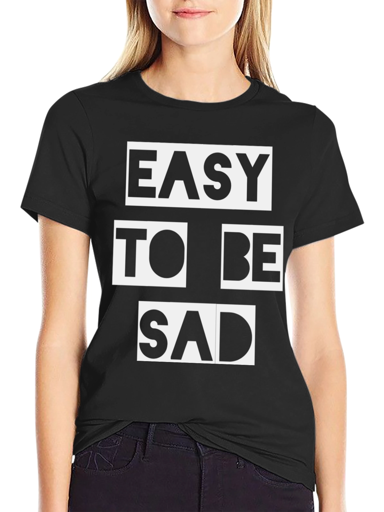 Easy To Be Sad Graphic Tee - Black Cotton Casual T-Shirt