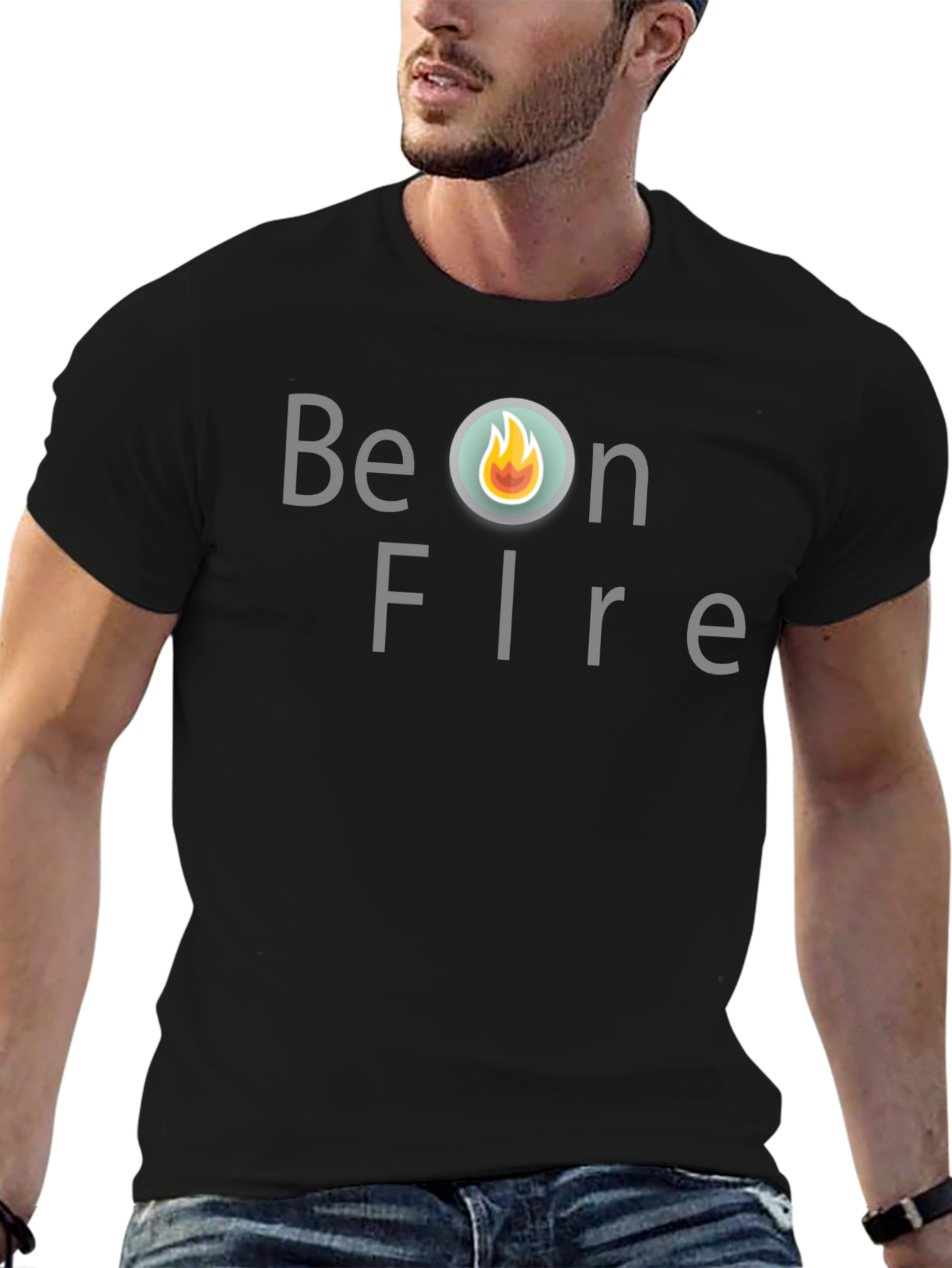 Be On Fire Graphic T-Shirt - Trendy Black Tee