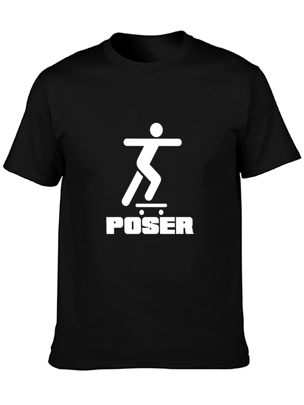 Skateboarder Poser Graphic Tee - Black Crew Neck