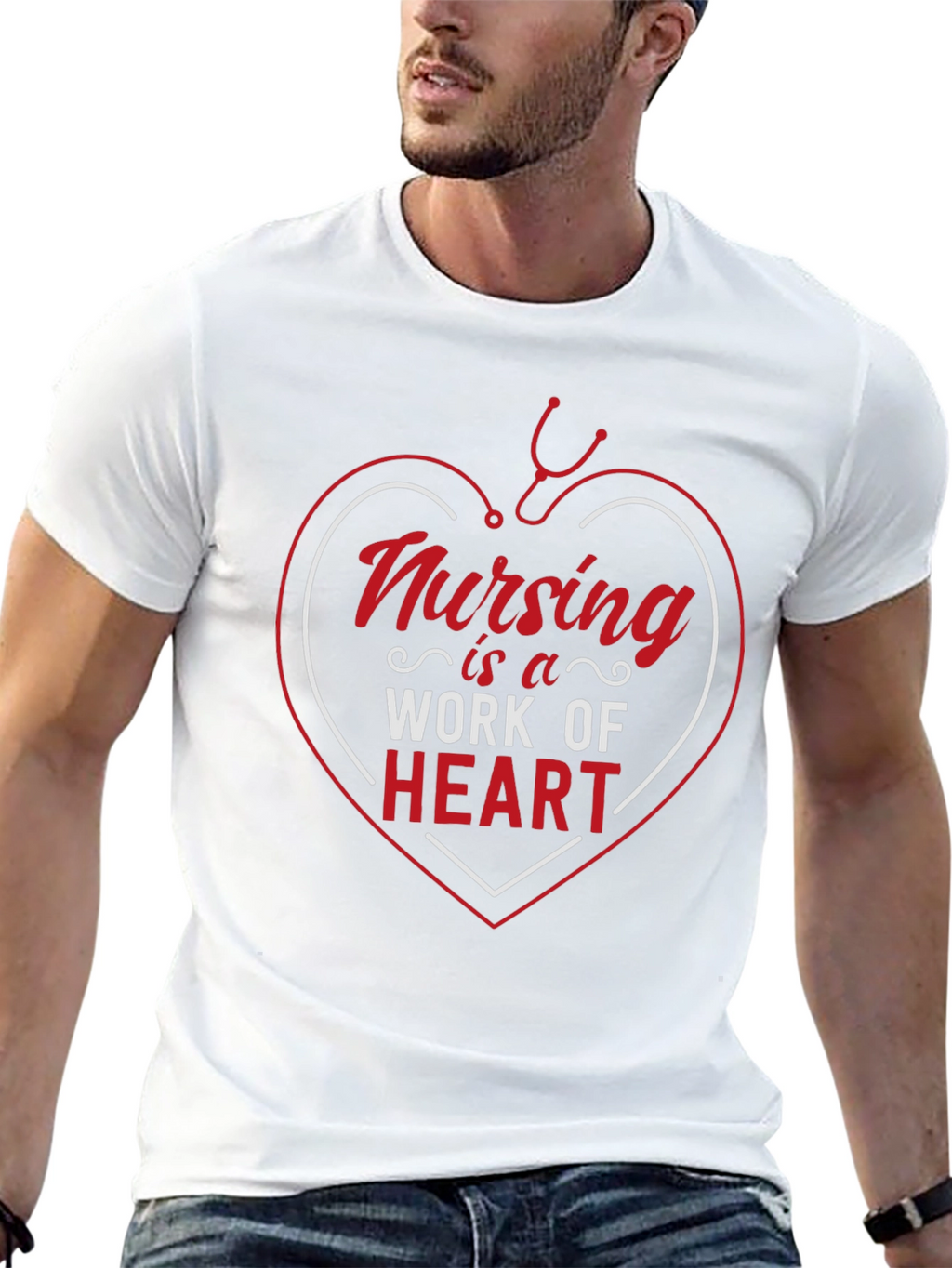 Nursing is a Work of Heart Graphic Tee