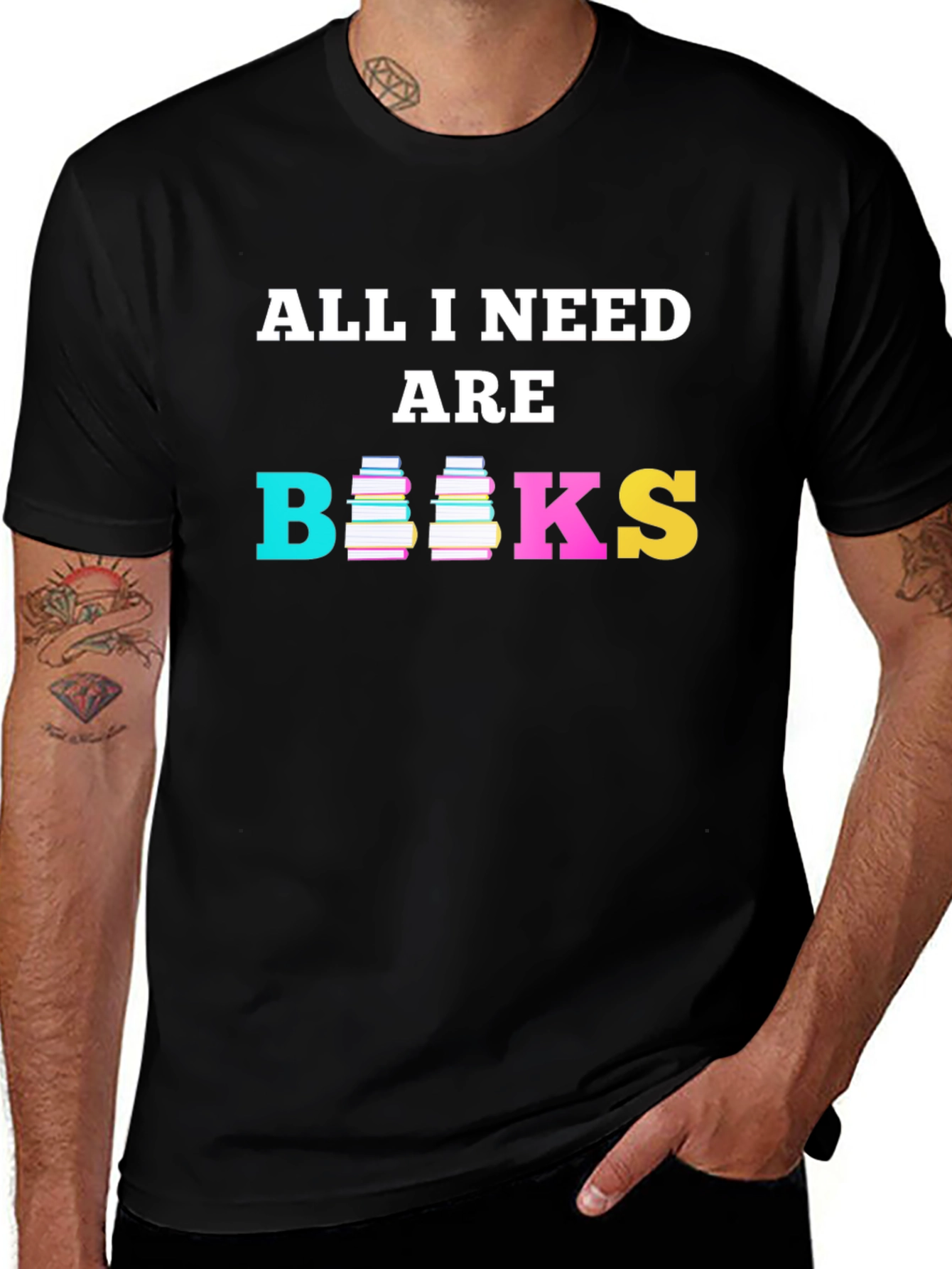 All I Need Are Books Graphic Tee - Black Unisex T-Shirt