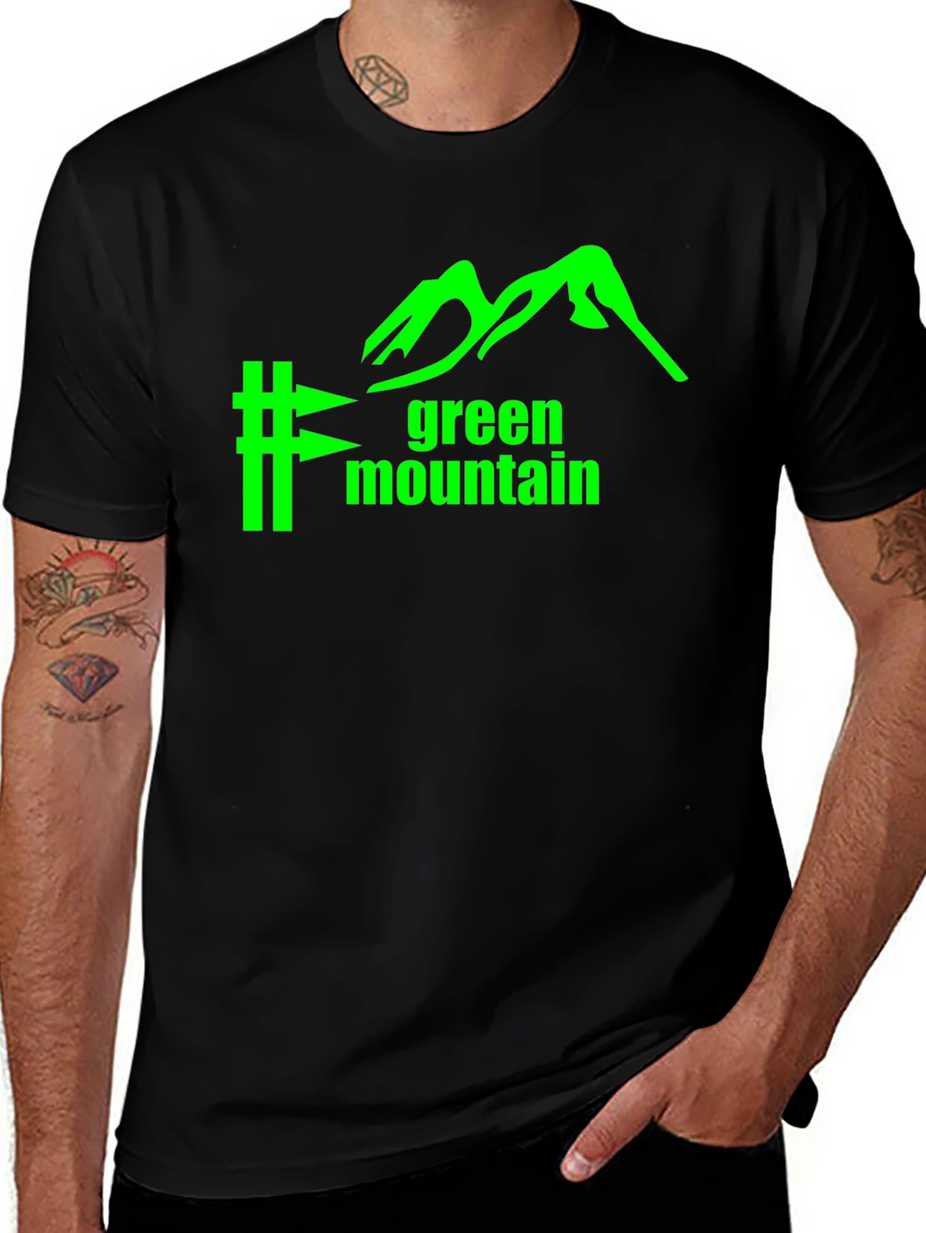 Green Mountain Graphic Tee - Black Cotton Blend