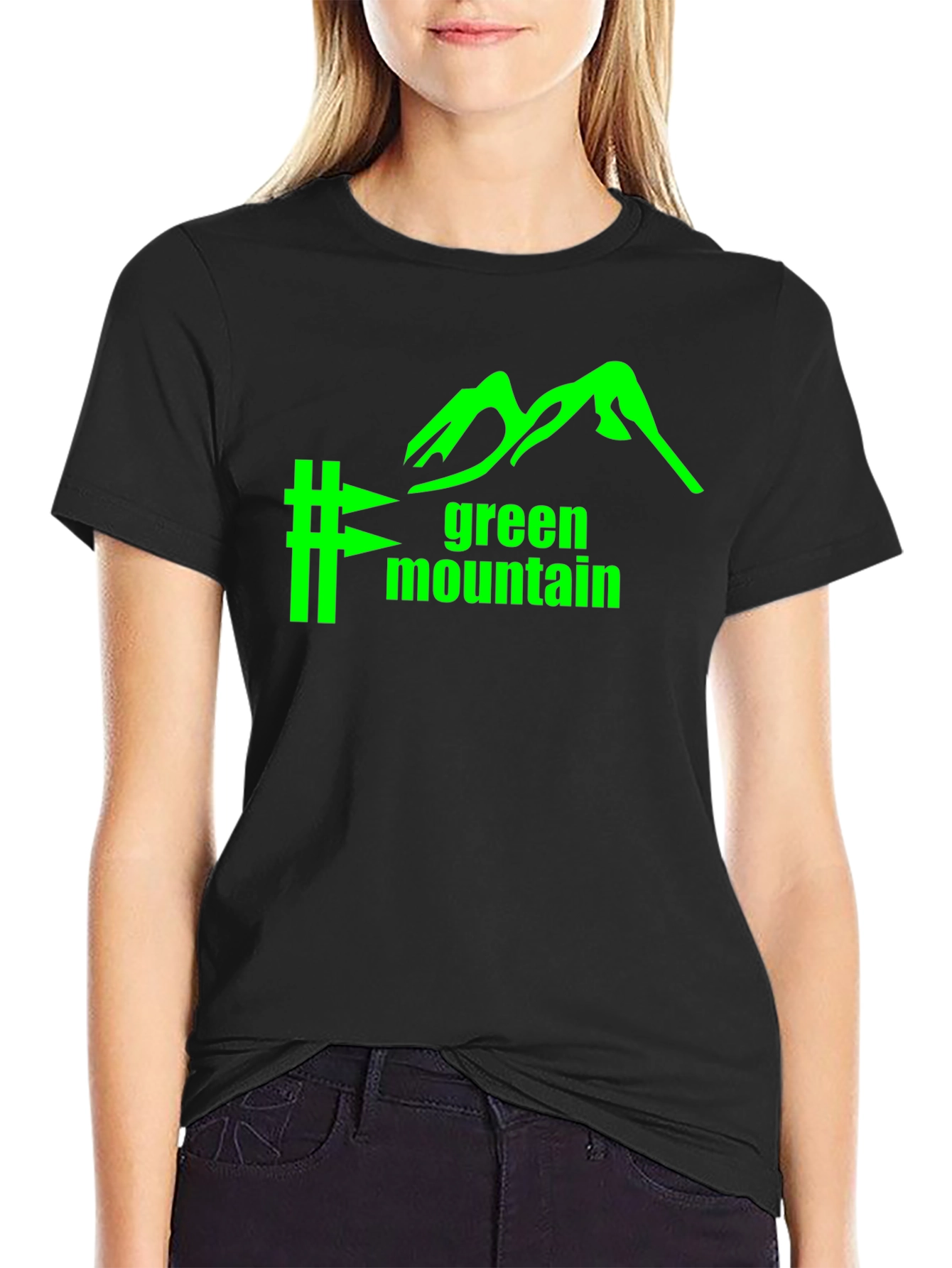Green Mountain Graphic Tee - Black Cotton Blend
