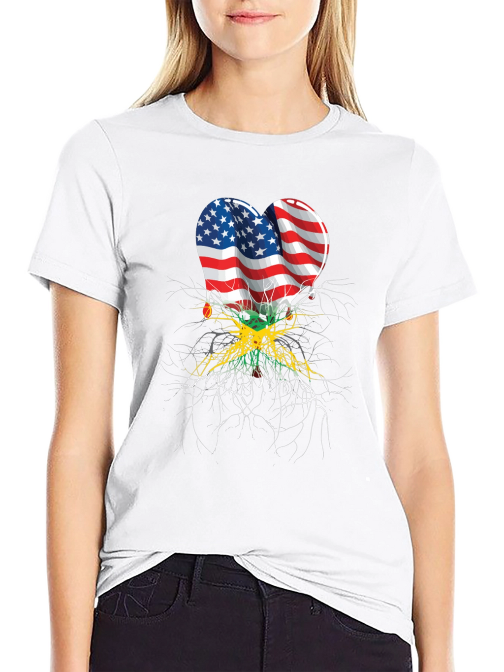 USA Jamaica Flag Heart Roots T-Shirt